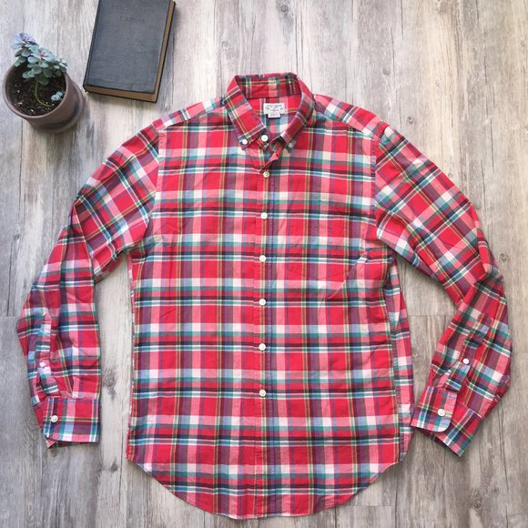 J. Crew Factory Summerweight Plaid Men's Shirt - Picture 1 of 4